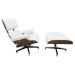 Poltrona Eames Lounge Chair Com Puff - Vinil Branco Lateral