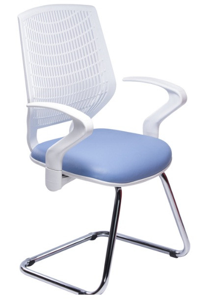 Cadeira Executiva Para Escritório Base Fixa Cromada DL181 - Azul Claro