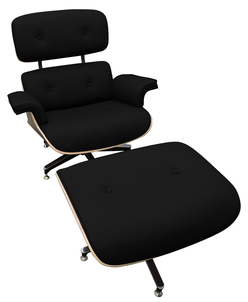 Poltrona Eames Lounge Chair Com Puff - Vinil Preto