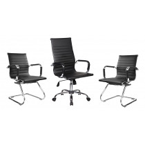 Conjunto de Cadeiras Para Consultório Eames Office (3 Unidades) Base Cromada - Preta