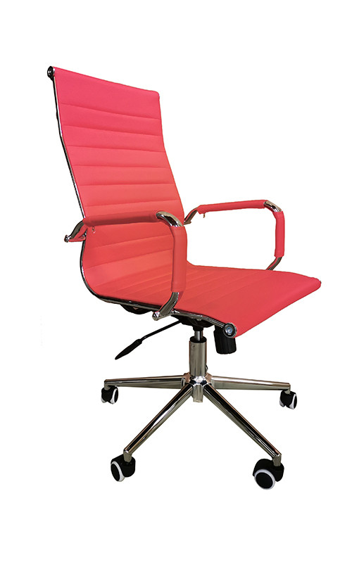 Cadeira Presidente Eames Office Cromada Lisa Vermelha