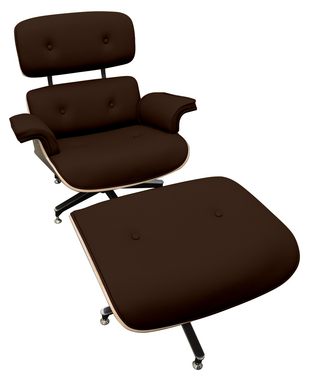 Poltrona Eames Lounge Chair Com Puff - Vinil Marrom