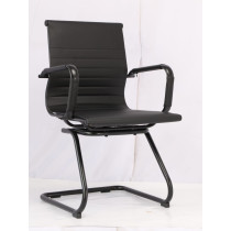 Cadeira Diretor Eames Office Base Aço Com Pintura Epóxi Fixa - Courino Preto 