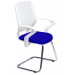 Cadeira Executiva Para Escritório Base Fixa Cromada DL181 Assento em Space Azul