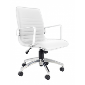 Cadeira Diretor Inspired Eames Office Couro Sintético Branco