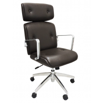 Cadeira Presidente Eames Office Elite Chair - Revestida Vinil Marrom