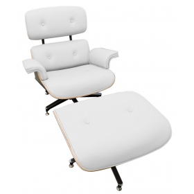 Poltrona Eames Lounge Chair Com Puff - Vinil Branco