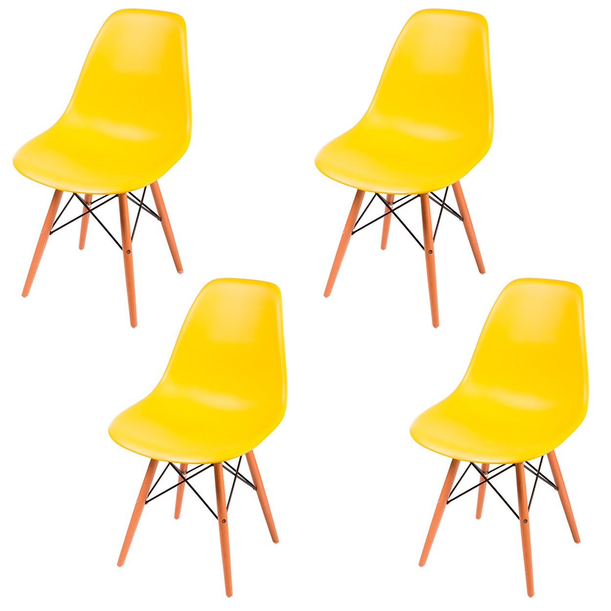 Kit 4 Cadeiras Charles Eames Eiffel 130PP Cor: Amarelo