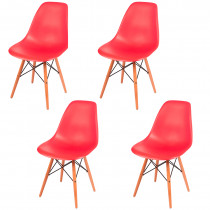 Kit 4 Cadeiras Charles Eames Eiffel 130PP Cor: Vermelha